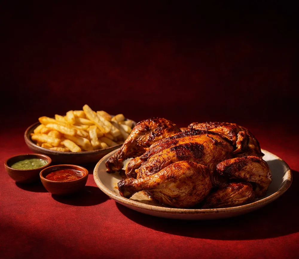 Pollo a la brasa con patatas